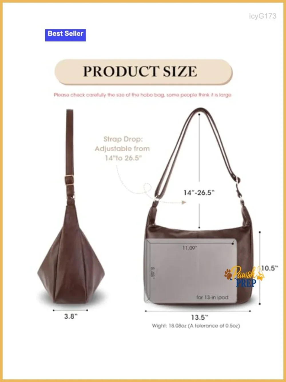 Foldable Leather Hobo Bag for Women - Slouchy Shoulder Handbag Crossbody